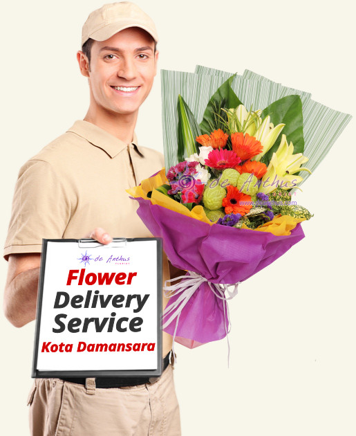 Kota Damansara flower delivery man holding a flower bouquet