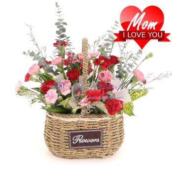 Mothers Day Carnation Flower Basket 