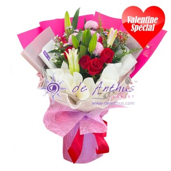 Valentine Rose and Lily Bouquet 