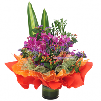 Orchid Clear Vase Bouquet 