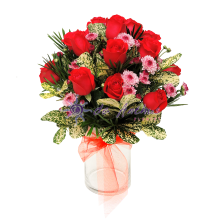 Rose Clear Vase Bouquet