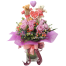 Rose & Couple Bear Clear Vase Bouquet 