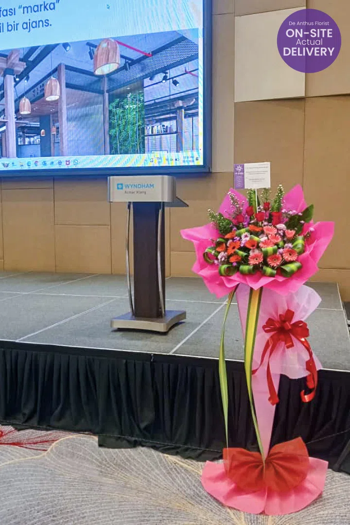 De Anthus Grand Opening Flower Stand GOF-34 Pink Theme delivered and displayed at Ballroom 3, Wyndham Acmar Klang.
